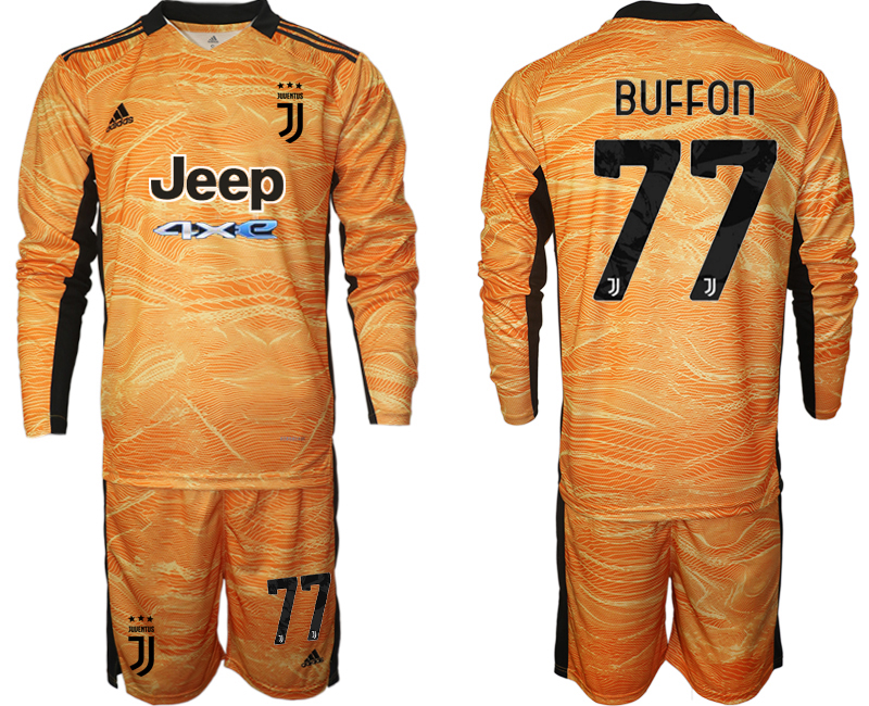 Men 2021-2022 Club Juventus orange yellow Goalkeeper Long Sleeve #77 Adidas Soccer Jersey->juventus jersey->Soccer Club Jersey